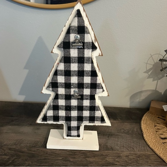 Black and white light up Buffalo Christmas Tree Photo Holder Decor - Picture 1 of 5